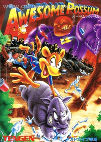 Cover Awesome Possum Kicks Dr. Machino's Butt for Genesis - Mega Drive